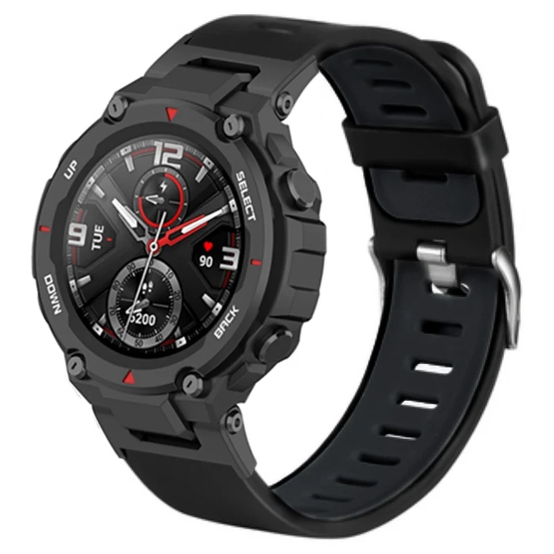 Huami Amazfit T-Rex / T-Rex Pro Silicone Watch Bands Dual Color Replacement Straps - Black+Grey