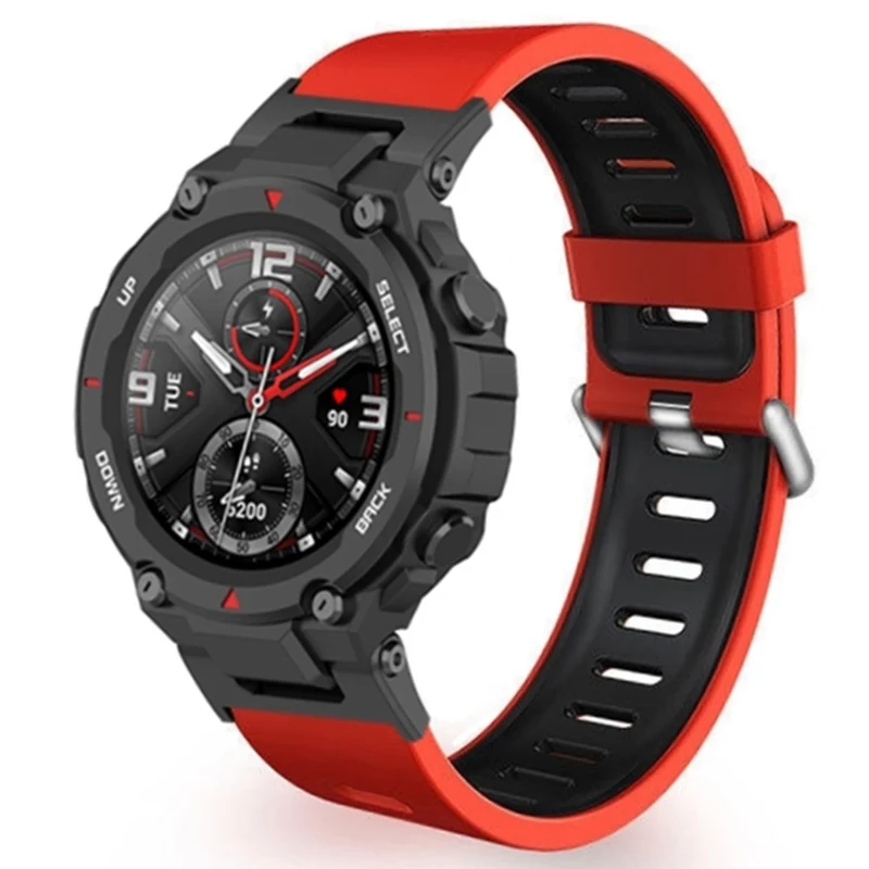 Huami Amazfit T-Rex / T-Rex Pro Silicone Watch Bands Dual Color Replacement Straps - Black+Grey