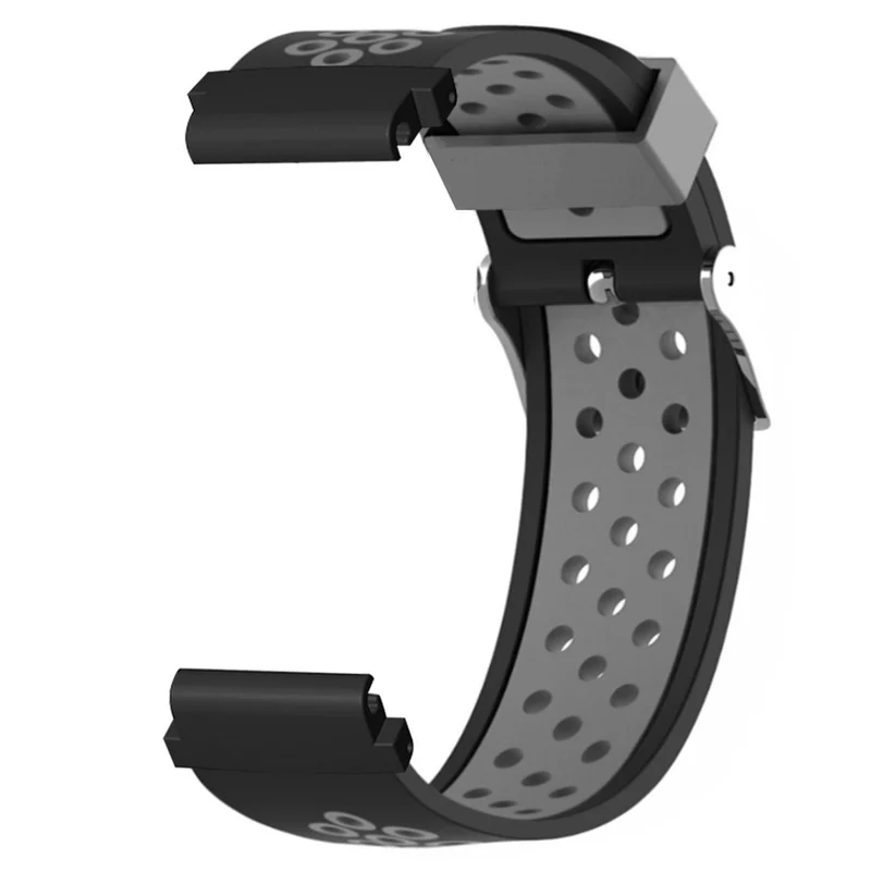 Huami Amazfit Falcon / Garmin Fenix 7 / 6 / 5 Dual Color Watch Band Silicone Strap with 22mm Connector - Black+Grey