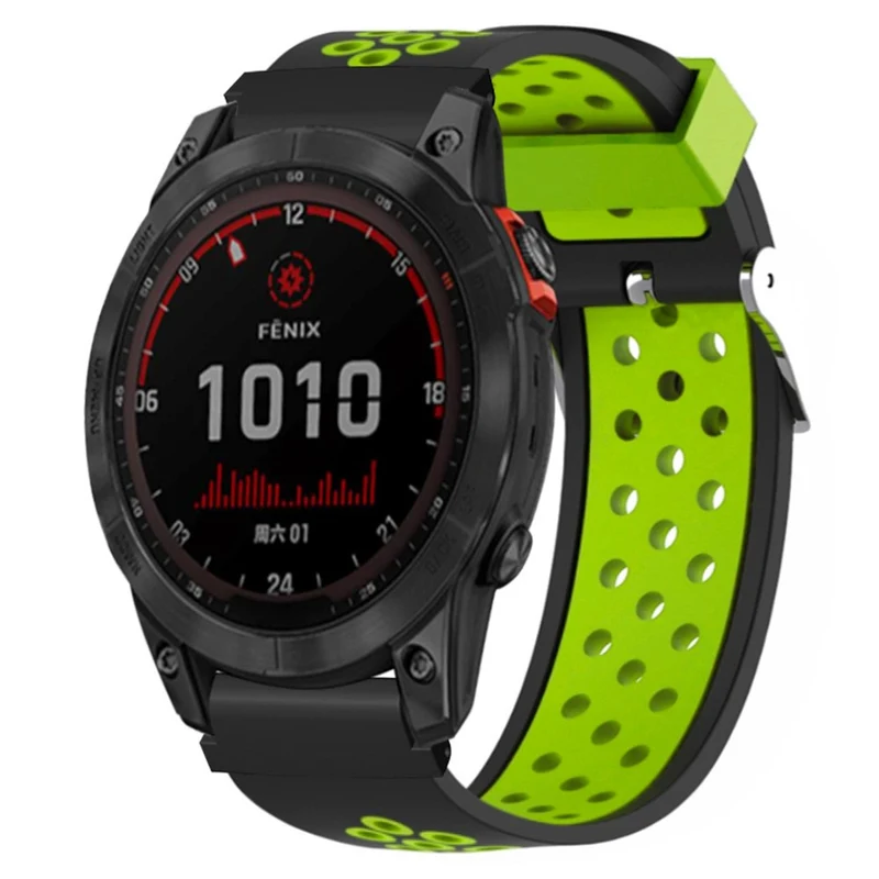 Huami Amazfit Falcon / Garmin Fenix 7 / 6 / 5 Dual Color Watch Band Silicone Strap with 22mm Connector - Black+Grey