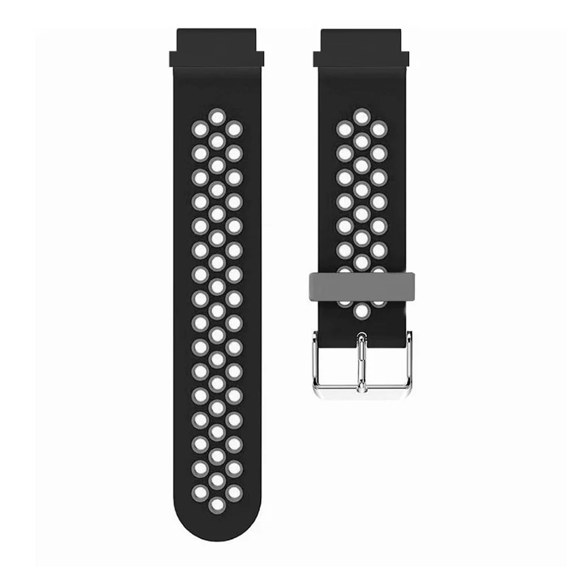 Huami Amazfit Falcon / Garmin Fenix 7 / 6 / 5 Dual Color Watch Band Silicone Strap with 22mm Connector - Black+Grey
