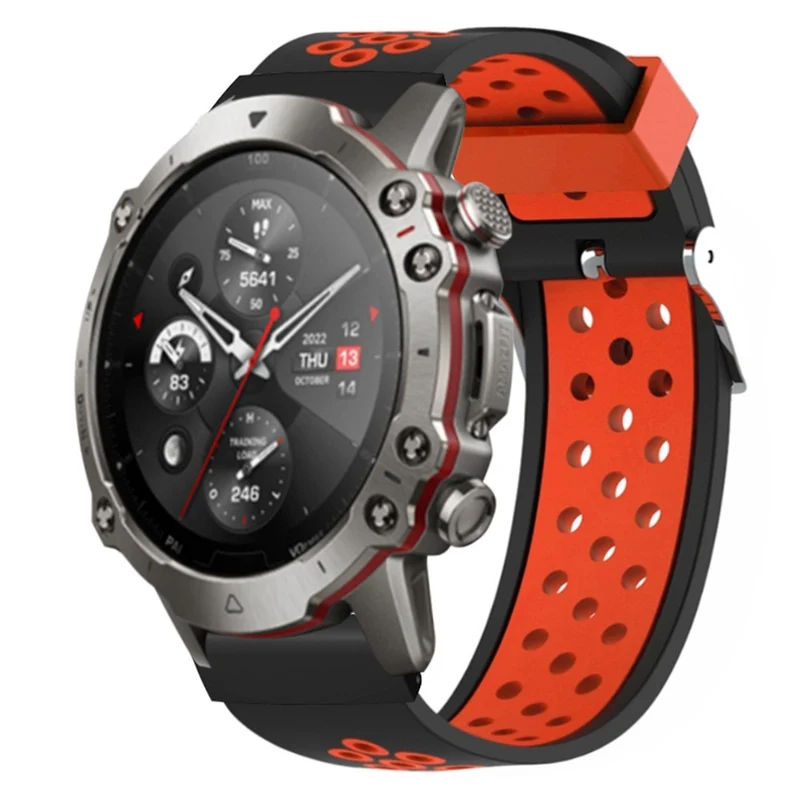 Huami Amazfit Falcon / Garmin Fenix 7 / 6 / 5 Dual Color Watch Band Silicone Strap with 22mm Connector - Black+Grey