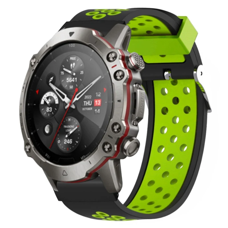 Huami Amazfit Falcon / Garmin Fenix 7 / 6 / 5 Dual Color Watch Band Silicone Strap with 22mm Connector - Black+Grey