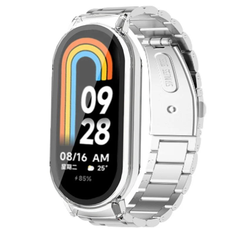 Xiaomi Smart Band 8 / Band 8 NFC Watch Strap with Case and Tempered Glass Screen Protector - Black / Black Case