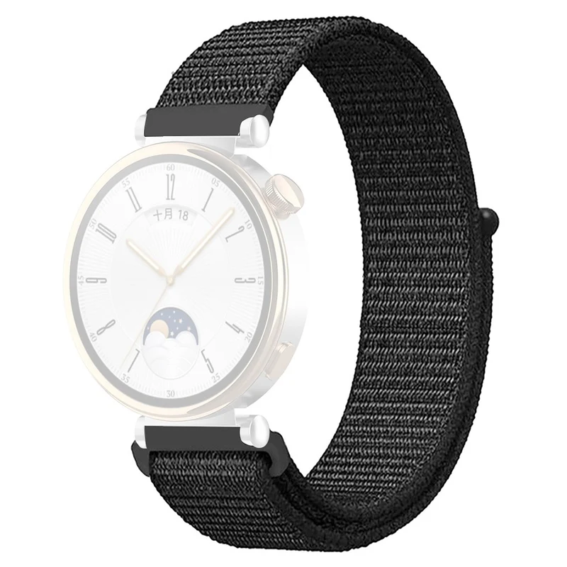 Huawei Watch GT 4 41mm / Garmin Venu 3S Watch Band 18mm Nylon Loop Adjustable Wrist Strap - Dark Black