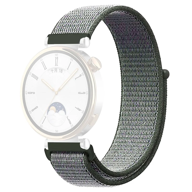 Huawei Watch GT 4 41mm / Garmin Venu 3S Watch Band 18mm Nylon Loop Adjustable Wrist Strap - Dark Black