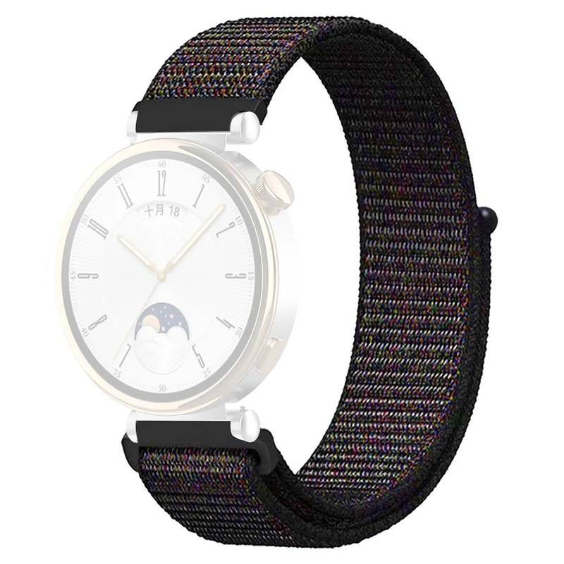 Huawei Watch GT 4 41mm / Garmin Venu 3S Watch Band 18mm Nylon Loop Adjustable Wrist Strap - Dark Black