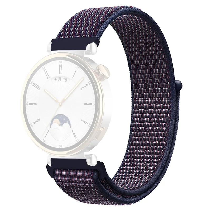Huawei Watch GT 4 41mm / Garmin Venu 3S Watch Band 18mm Nylon Loop Adjustable Wrist Strap - Dark Black