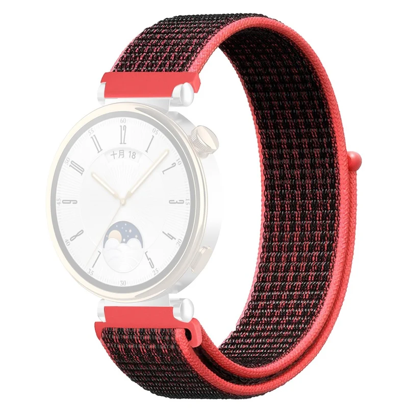 Huawei Watch GT 4 41mm / Garmin Venu 3S Watch Band 18mm Nylon Loop Adjustable Wrist Strap - Dark Black