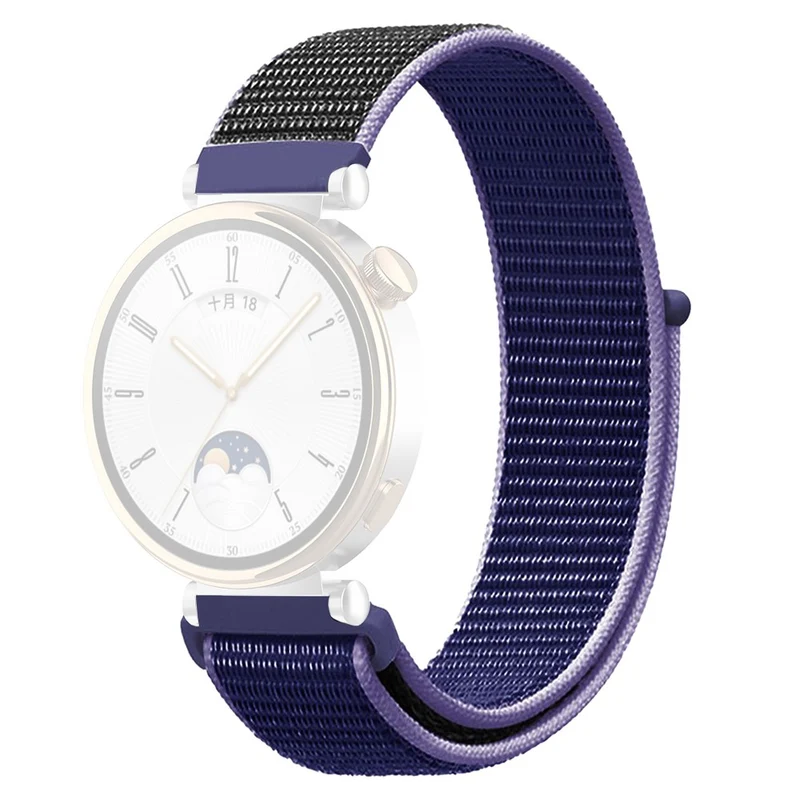 Huawei Watch GT 4 41mm / Garmin Venu 3S Watch Band 18mm Nylon Loop Adjustable Wrist Strap - Dark Black