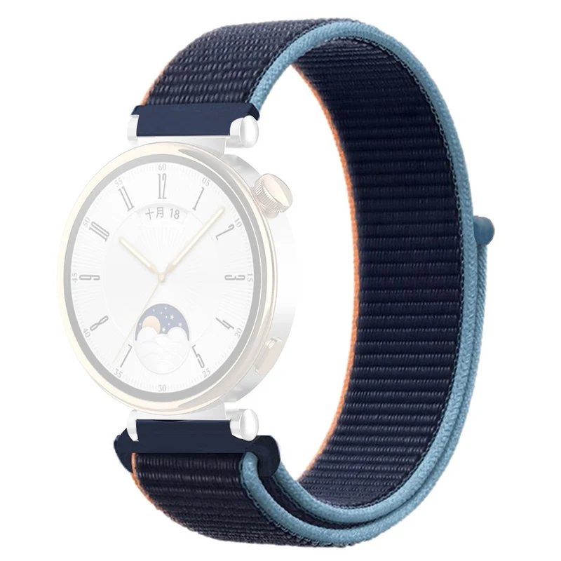 Huawei Watch GT 4 41mm / Garmin Venu 3S Watch Band 18mm Nylon Loop Adjustable Wrist Strap - Dark Black