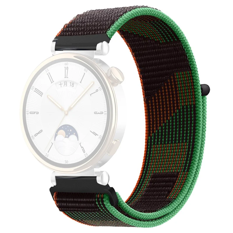 Huawei Watch GT 4 41mm / Garmin Venu 3S Watch Band 18mm Nylon Loop Adjustable Wrist Strap - Dark Black