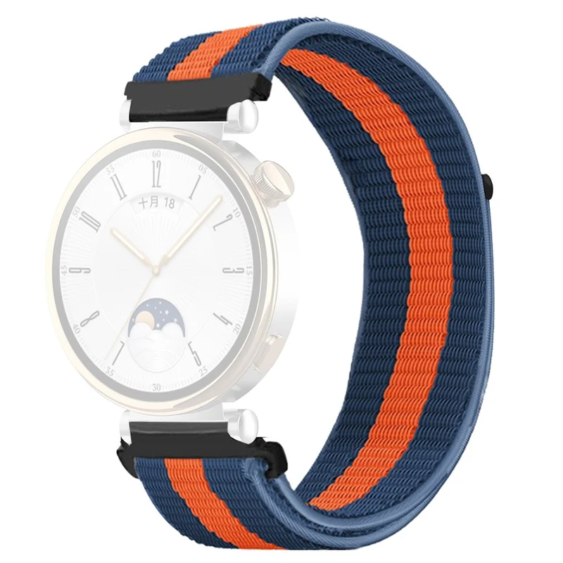 Huawei Watch GT 4 41mm / Garmin Venu 3S Watch Band 18mm Nylon Loop Adjustable Wrist Strap - Dark Black