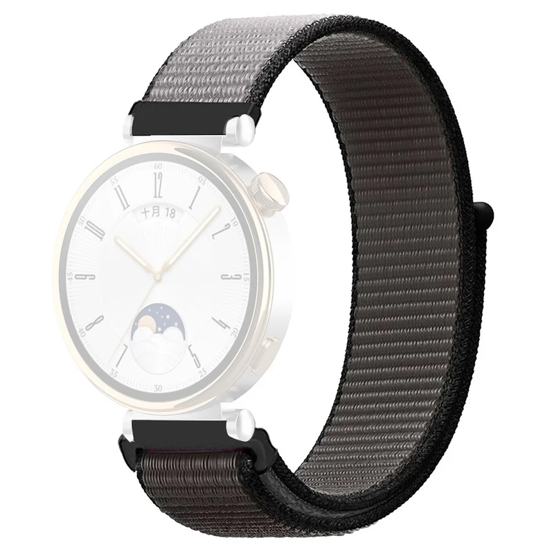 Huawei Watch GT 4 41mm / Garmin Venu 3S Watch Band 18mm Nylon Loop Adjustable Wrist Strap - Dark Black