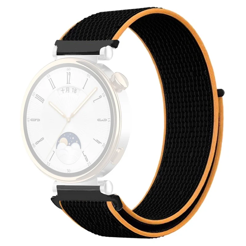 Huawei Watch GT 4 41mm / Garmin Venu 3S Watch Band 18mm Nylon Loop Adjustable Wrist Strap - Dark Black