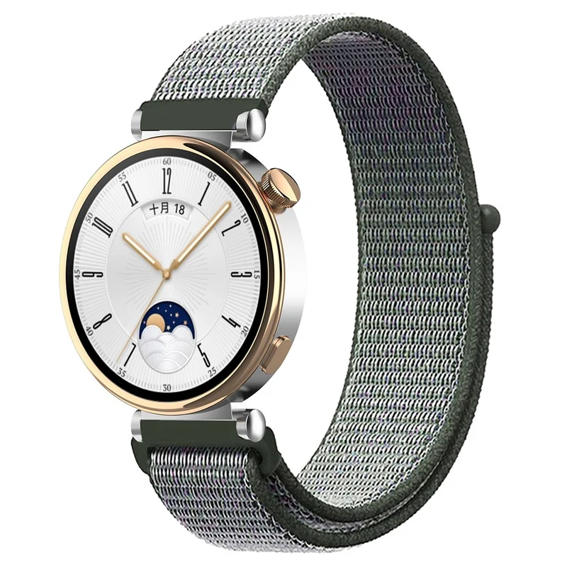 Huawei Watch GT 4 41mm / Garmin Venu 3S Watch Band 18mm Nylon Loop Adjustable Wrist Strap - Dark Black