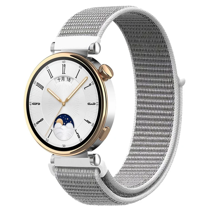 Huawei Watch GT 4 41mm / Garmin Venu 3S Watch Band 18mm Nylon Loop Adjustable Wrist Strap - Dark Black