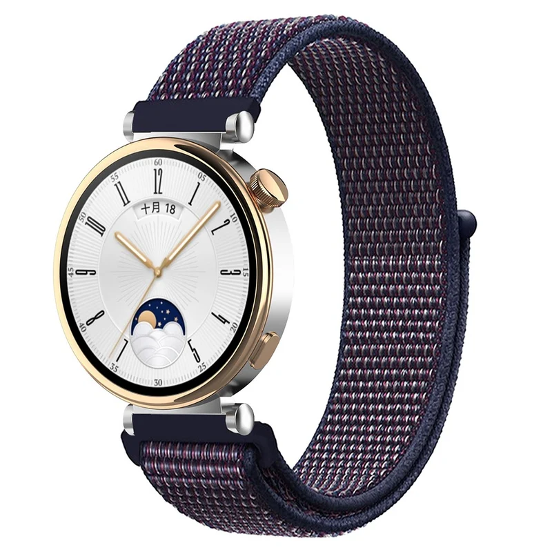 Huawei Watch GT 4 41mm / Garmin Venu 3S Watch Band 18mm Nylon Loop Adjustable Wrist Strap - Dark Black