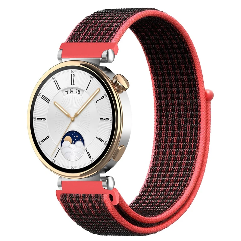 Huawei Watch GT 4 41mm / Garmin Venu 3S Watch Band 18mm Nylon Loop Adjustable Wrist Strap - Dark Black