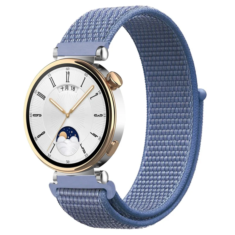 Huawei Watch GT 4 41mm / Garmin Venu 3S Watch Band 18mm Nylon Loop Adjustable Wrist Strap - Dark Black