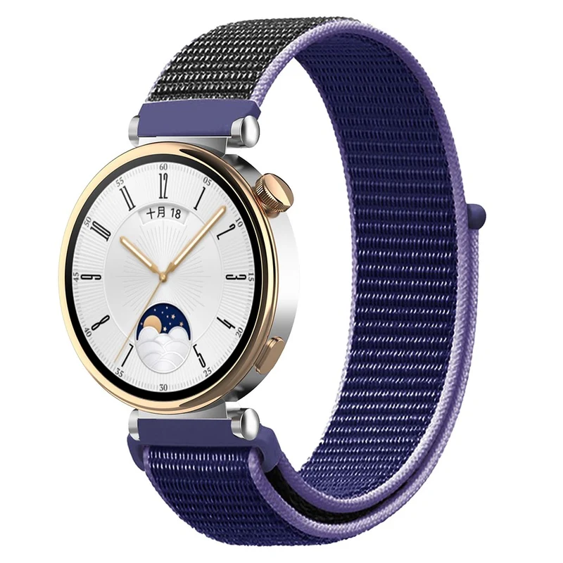 Huawei Watch GT 4 41mm / Garmin Venu 3S Watch Band 18mm Nylon Loop Adjustable Wrist Strap - Dark Black