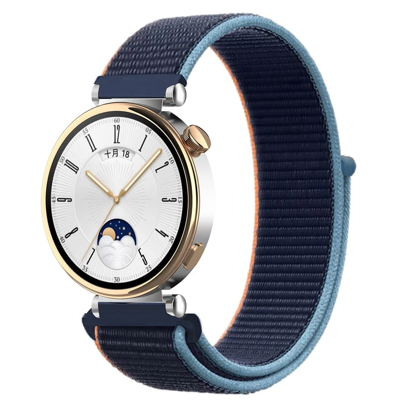 Huawei Watch GT 4 41mm / Garmin Venu 3S Watch Band 18mm Nylon Loop Adjustable Wrist Strap - Dark Black