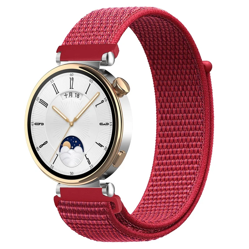 Huawei Watch GT 4 41mm / Garmin Venu 3S Watch Band 18mm Nylon Loop Adjustable Wrist Strap - Dark Black