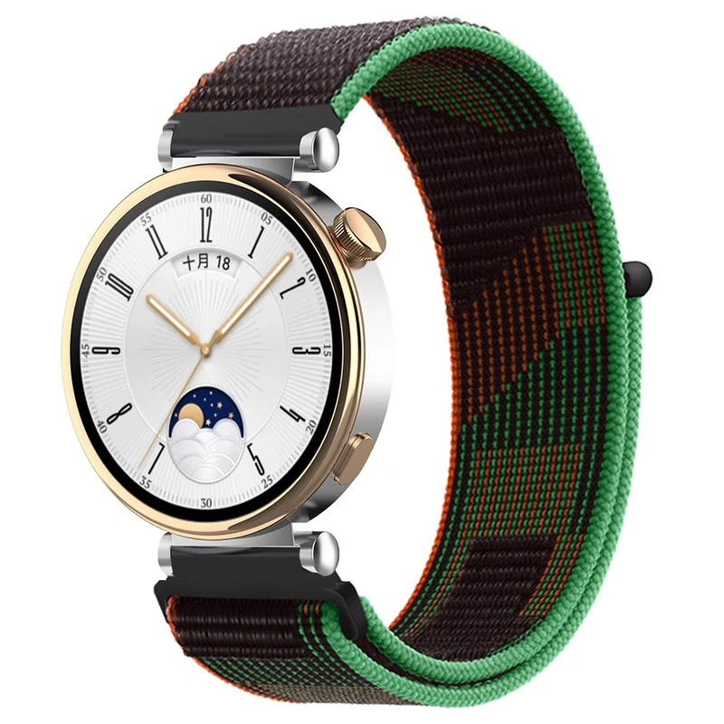 Huawei Watch GT 4 41mm / Garmin Venu 3S Watch Band 18mm Nylon Loop Adjustable Wrist Strap - Dark Black