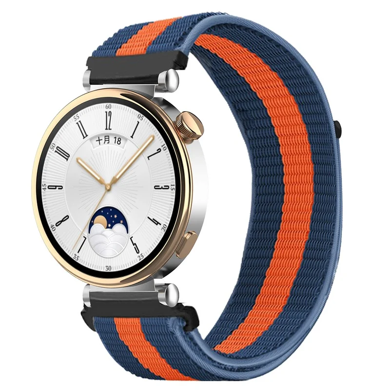 Huawei Watch GT 4 41mm / Garmin Venu 3S Watch Band 18mm Nylon Loop Adjustable Wrist Strap - Dark Black