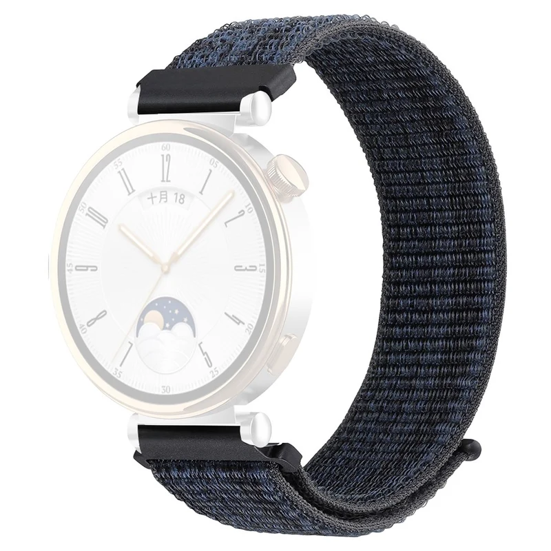 Huawei Watch GT 4 41mm / Garmin Venu 3S Nylon Watch Strap 18mm Sports Watchband - Black+Blue