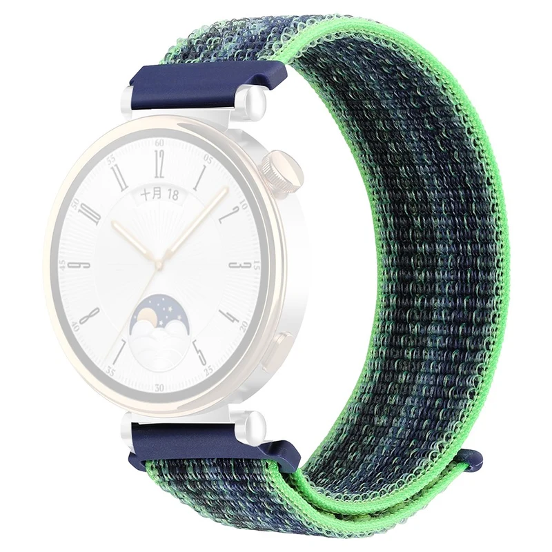 Huawei Watch GT 4 41mm / Garmin Venu 3S Nylon Watch Strap 18mm Sports Watchband - Black+Blue