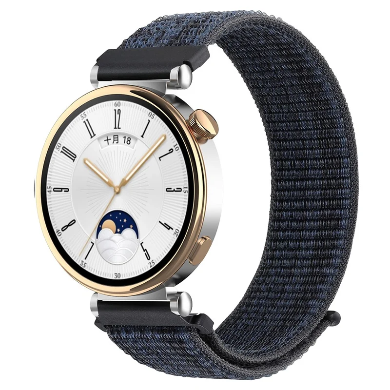 Huawei Watch GT 4 41mm / Garmin Venu 3S Nylon Watch Strap 18mm Sports Watchband - Black+Blue