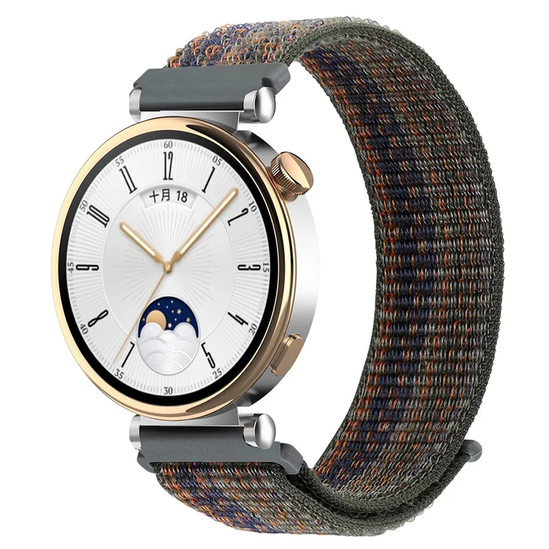 Huawei Watch GT 4 41mm / Garmin Venu 3S Nylon Watch Strap 18mm Sports Watchband - Black+Blue
