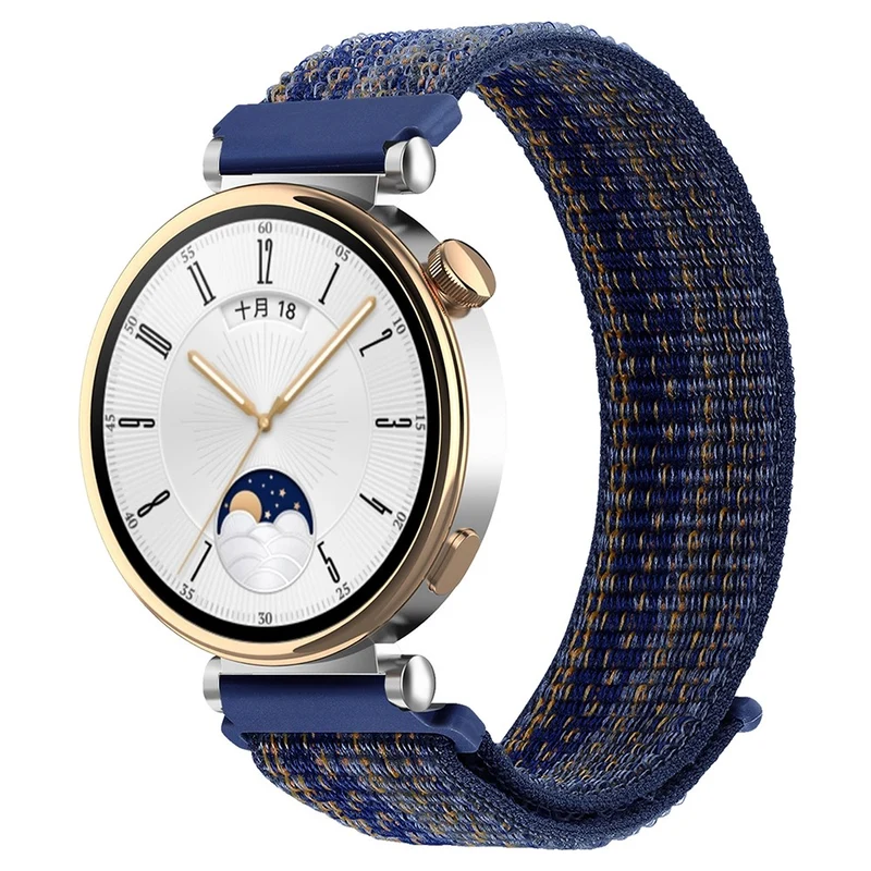 Huawei Watch GT 4 41mm / Garmin Venu 3S Nylon Watch Strap 18mm Sports Watchband - Black+Blue