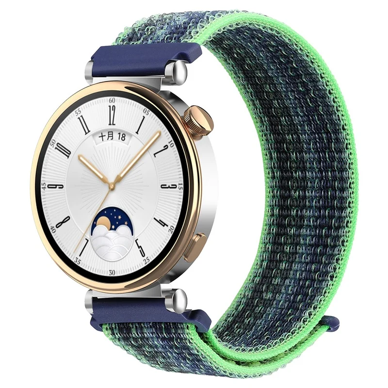 Huawei Watch GT 4 41mm / Garmin Venu 3S Nylon Watch Strap 18mm Sports Watchband - Black+Blue