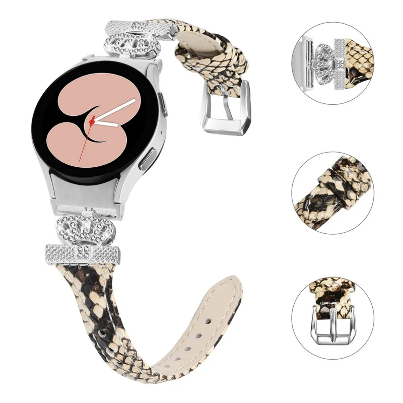 Sliver Buckle Strap Samsung Galaxy Watch Universal 20mm Watch Band Crown Strap