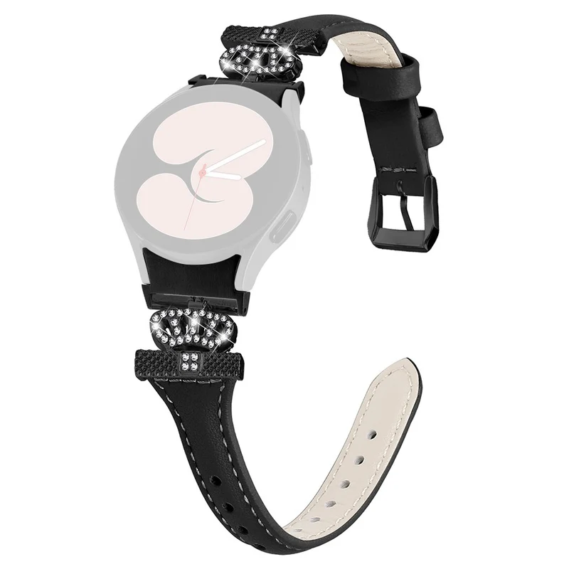 Black Buckle Strap Samsung Galaxy Watch Universal 20mm Watchband Crown Connector Wrist Band
