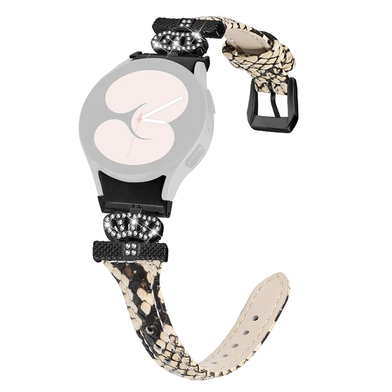 Black Buckle Strap Samsung Galaxy Watch Universal 20mm Watchband Crown Connector Wrist Band