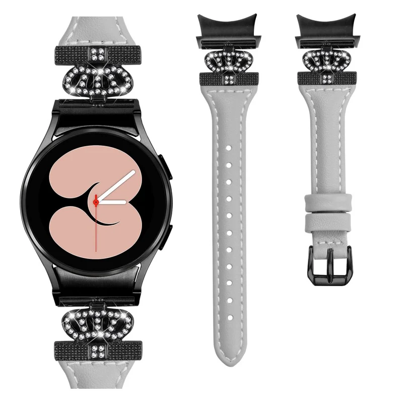 Black Buckle Strap Samsung Galaxy Watch Universal 20mm Watchband Crown Connector Wrist Band