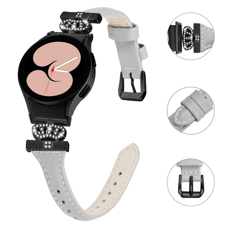 Black Buckle Strap Samsung Galaxy Watch Universal 20mm Watchband Crown Connector Wrist Band