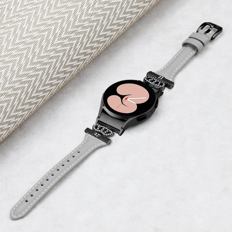 Black Buckle Strap Samsung Galaxy Watch Universal 20mm Watchband Crown Connector Wrist Band