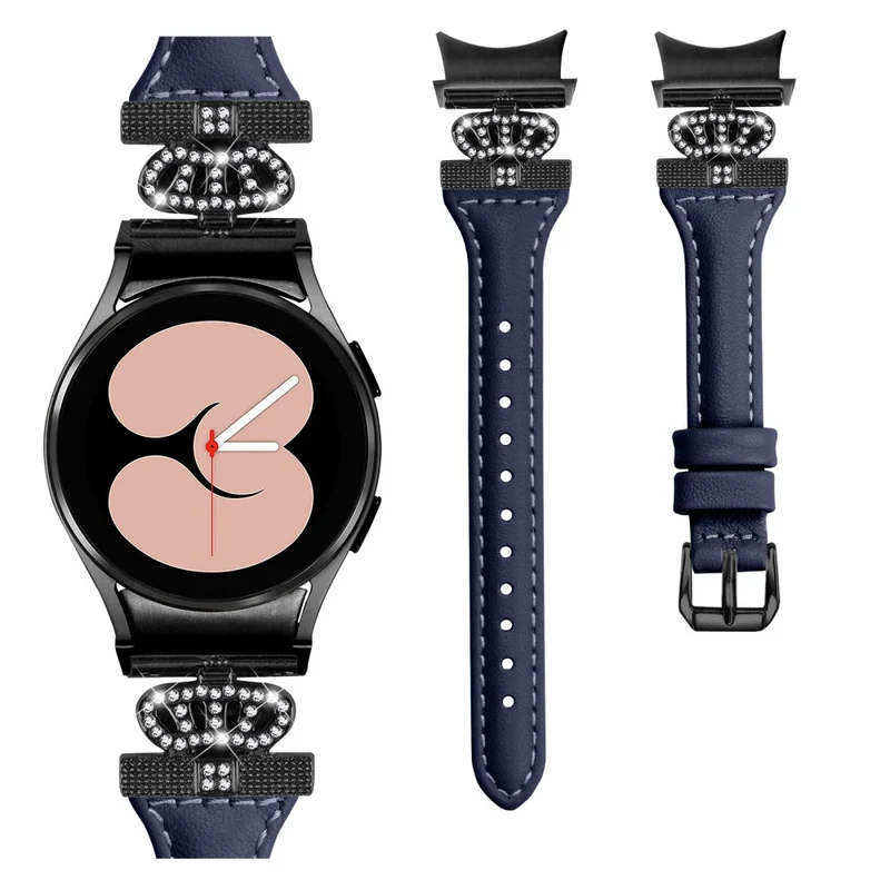 Black Buckle Strap Samsung Galaxy Watch Universal 20mm Watchband Crown Connector Wrist Band