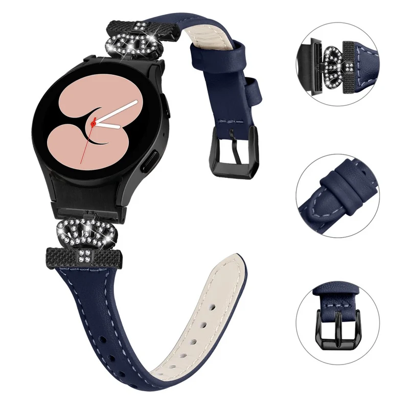 Black Buckle Strap Samsung Galaxy Watch Universal 20mm Watchband Crown Connector Wrist Band