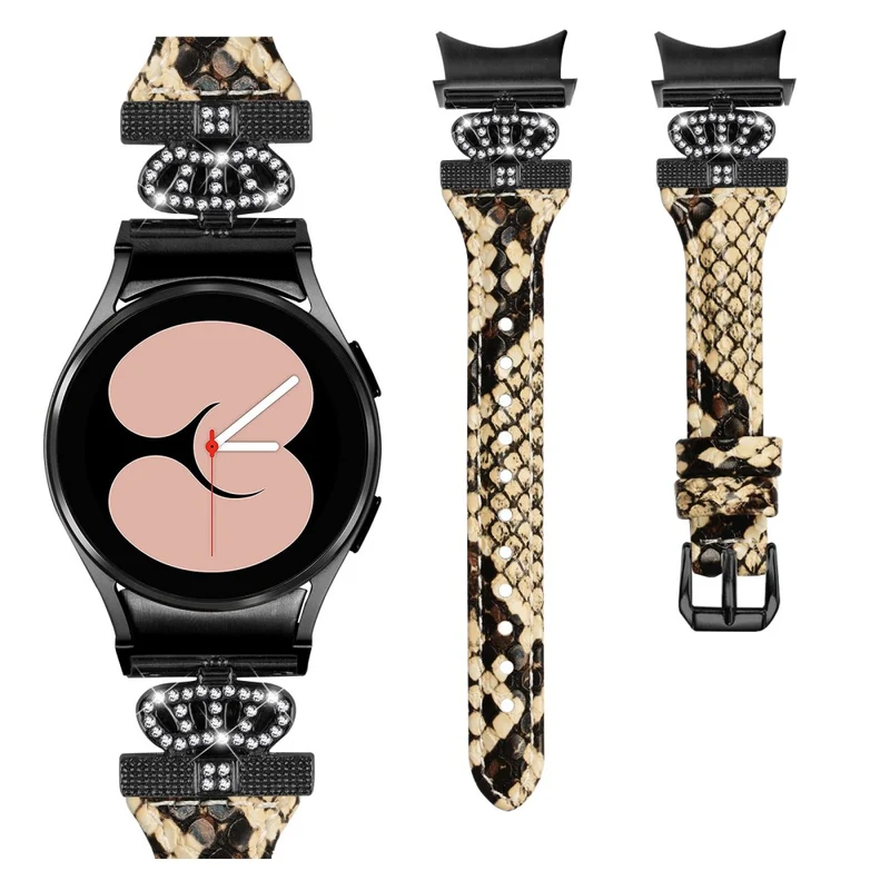 Black Buckle Strap Samsung Galaxy Watch Universal 20mm Watchband Crown Connector Wrist Band