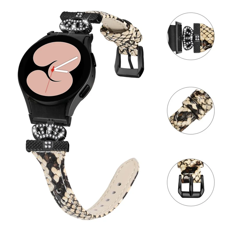 Black Buckle Strap Samsung Galaxy Watch Universal 20mm Watchband Crown Connector Wrist Band