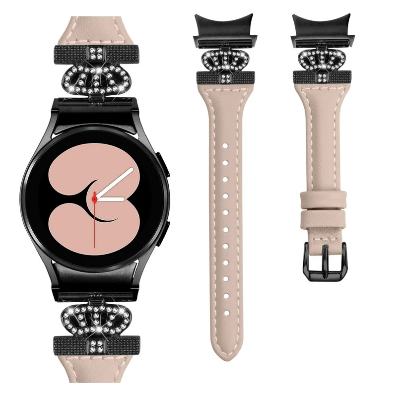Black Buckle Strap Samsung Galaxy Watch Universal 20mm Watchband Crown Connector Wrist Band