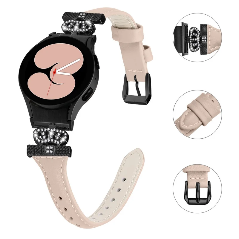 Black Buckle Strap Samsung Galaxy Watch Universal 20mm Watchband Crown Connector Wrist Band