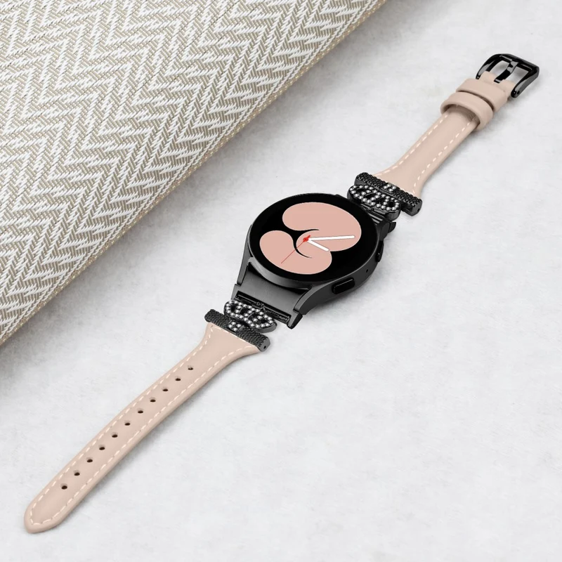 Black Buckle Strap Samsung Galaxy Watch Universal 20mm Watchband Crown Connector Wrist Band
