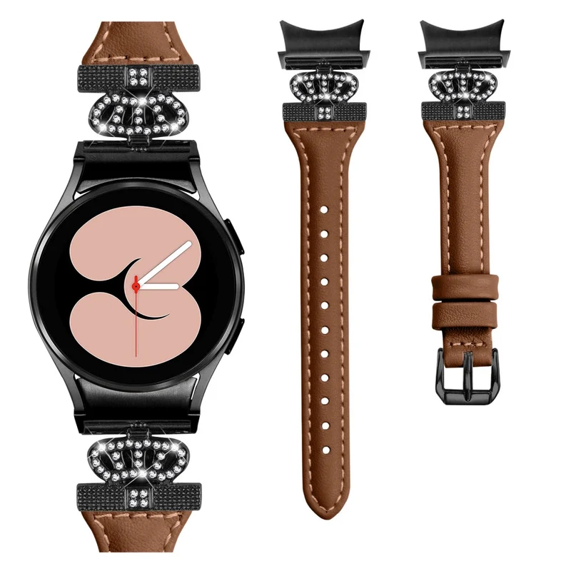 Black Buckle Strap Samsung Galaxy Watch Universal 20mm Watchband Crown Connector Wrist Band