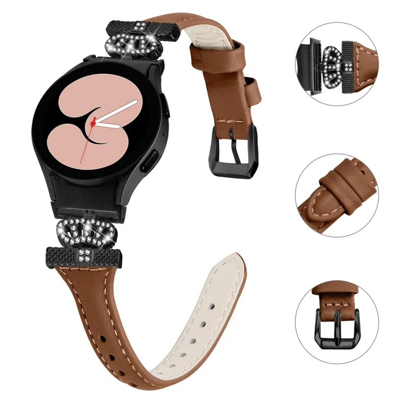Black Buckle Strap Samsung Galaxy Watch Universal 20mm Watchband Crown Connector Wrist Band